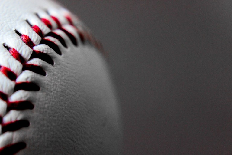 Stitching of Baseball Close Up