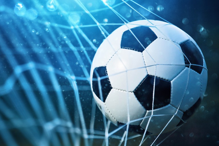 Football Hitting Net with Blue Background