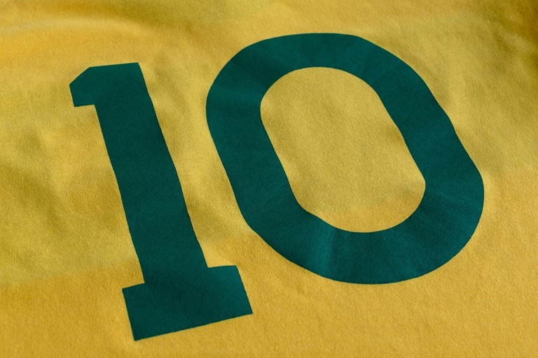 Number 10 on Yellow Football Shirt