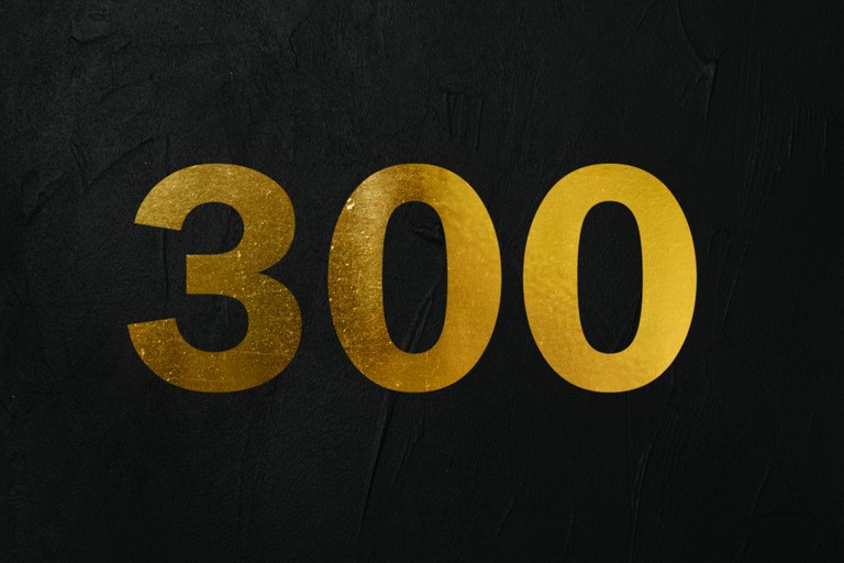 Gold 300 Against Black Background