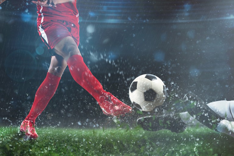 Footballers in Red and White