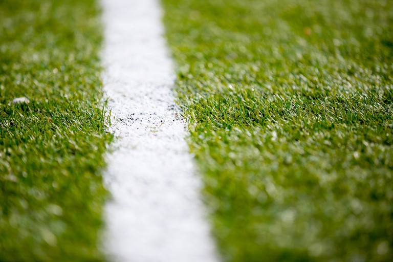 Football White Painted Line Close Up